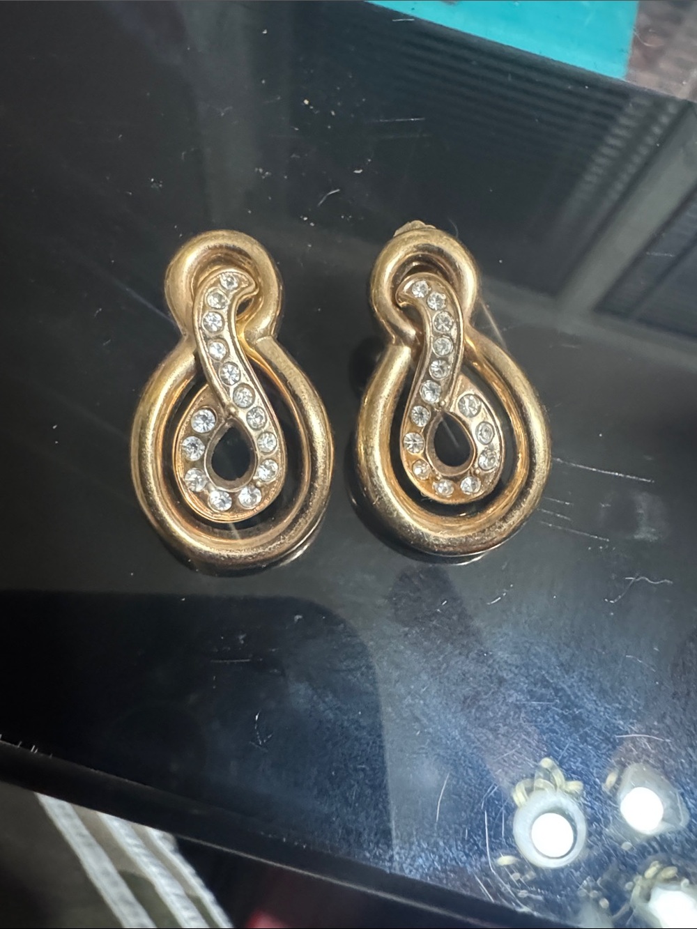 Gold Crystal Teardrop Loop Earrings